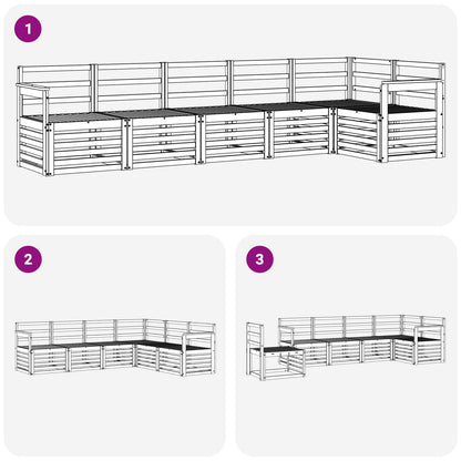 vidaXL Outdoor Sofa Set 6 pcs White Solid Acacia Wood 6