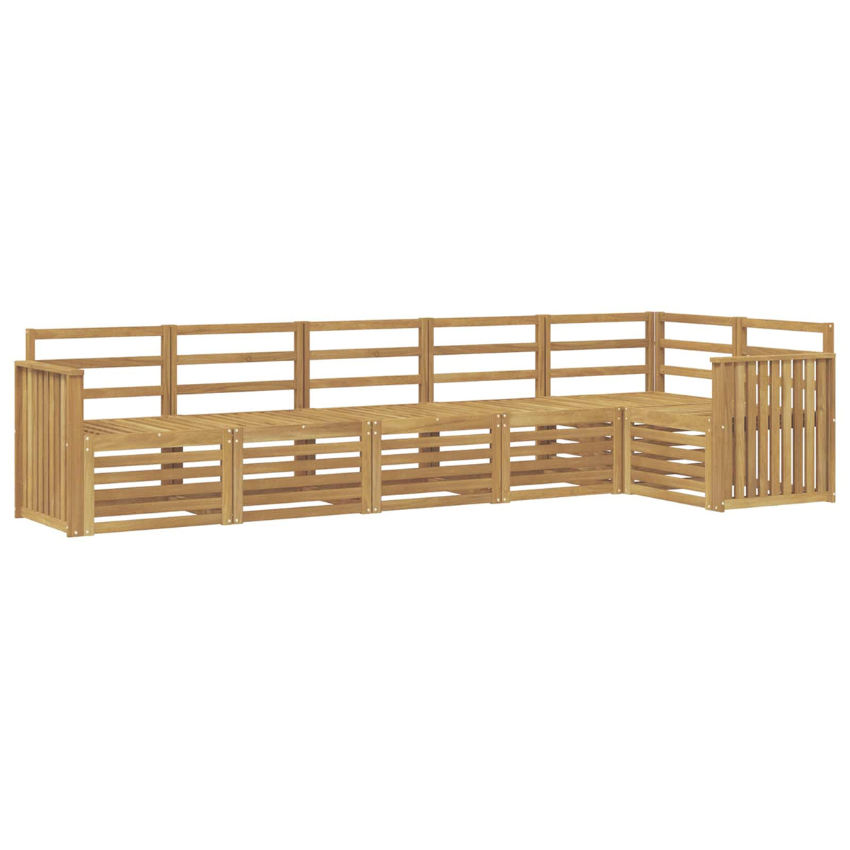 Outdoor Sofa Set 6 pcs 6-Seaters Solid Acacia Wood White Track