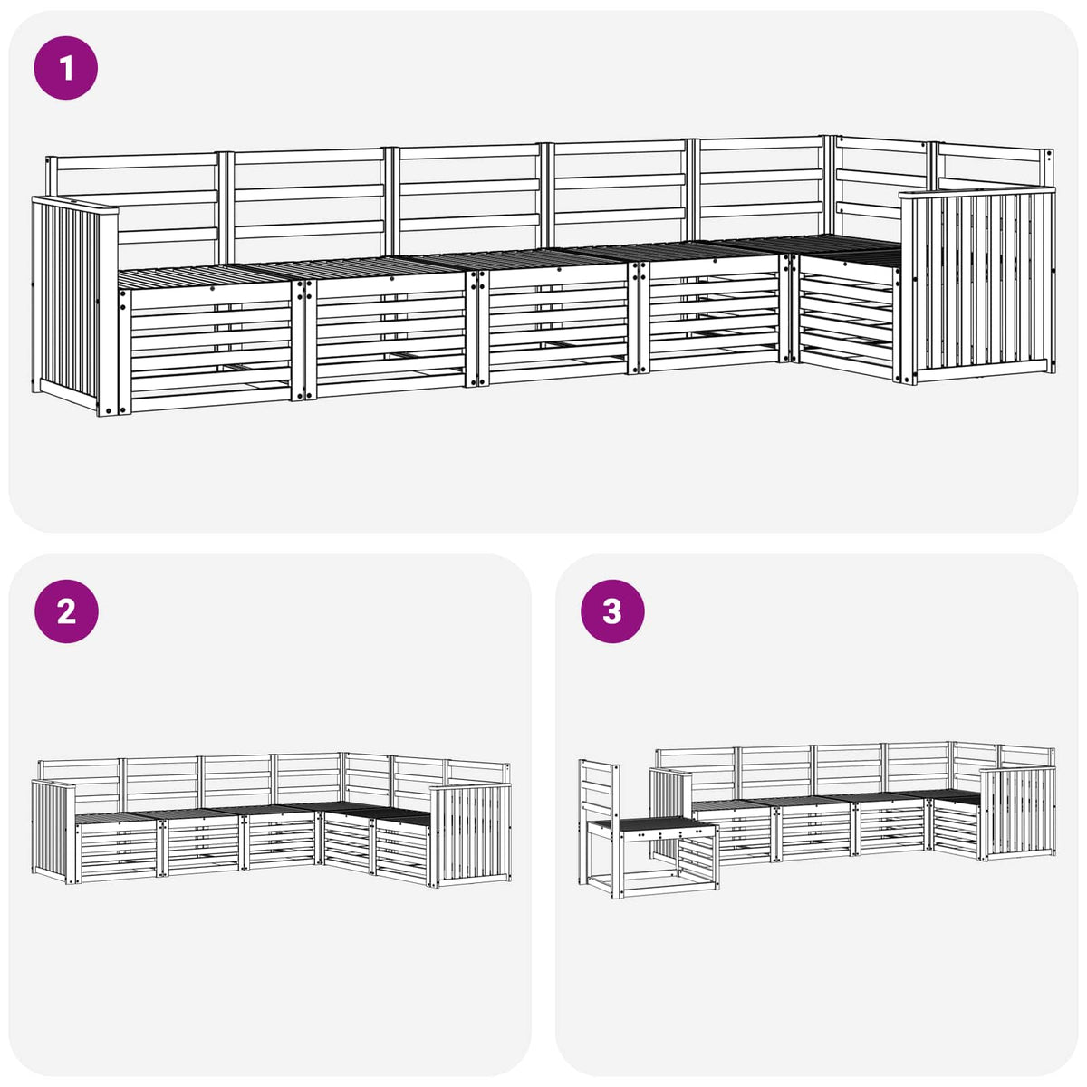 vidaXL Outdoor Sofa Set 6 pcs 6-Seaters White Solid Acacia Wood 6