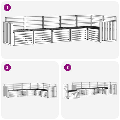vidaXL Outdoor Sofa Set 6 pcs 6-Seaters White Solid Acacia Wood 6