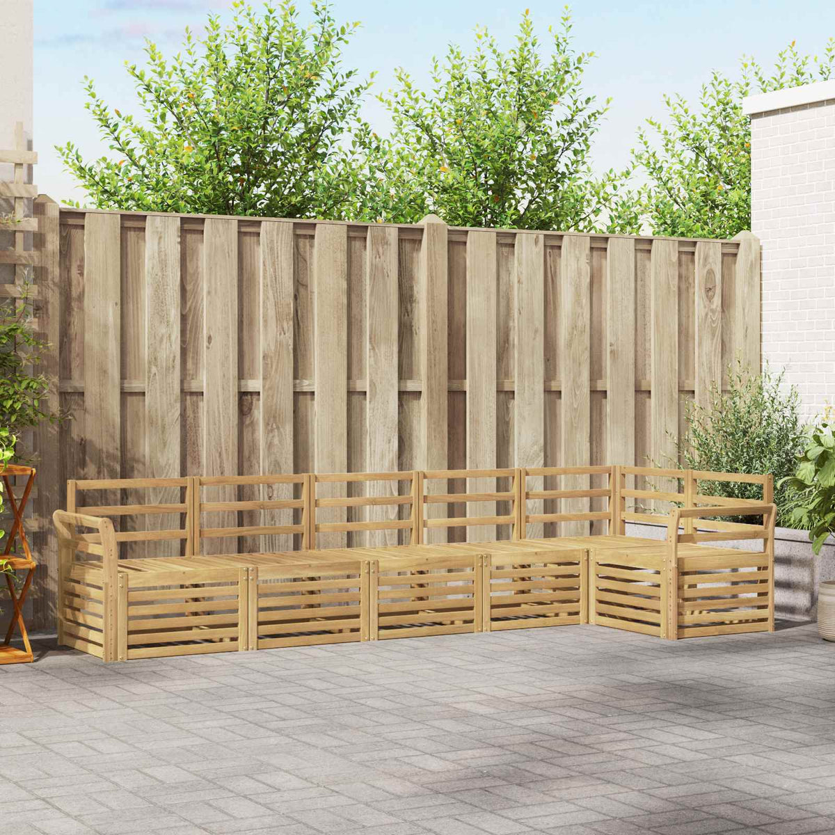 vidaXL Outdoor Sofa Set 6 pcs White Solid Acacia Wood 1