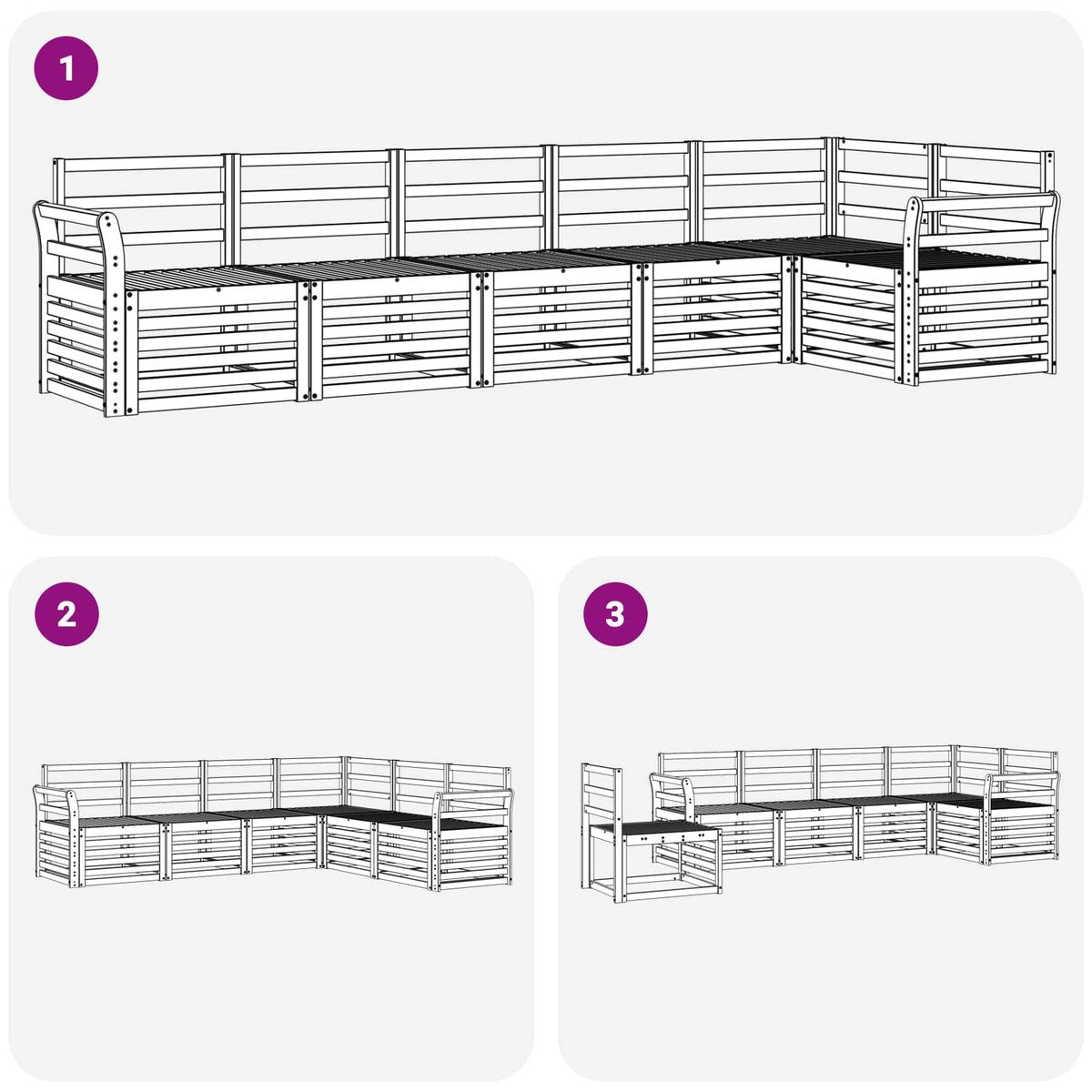vidaXL Outdoor Sofa Set 6 pcs White Solid Acacia Wood 6