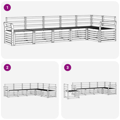 vidaXL Outdoor Sofa Set 6 pcs White Solid Acacia Wood 6