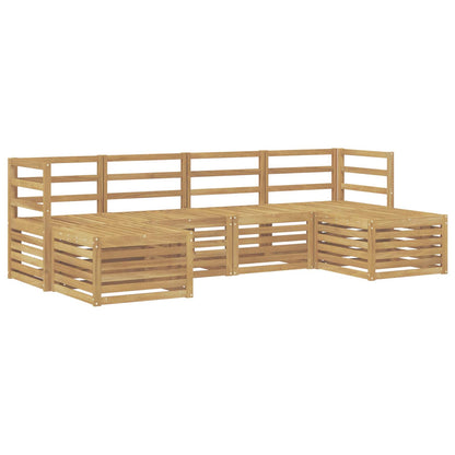 Outdoor Sofa Set 6 pcs 6-Seaters Solid Acacia Wood White Horizontal slats