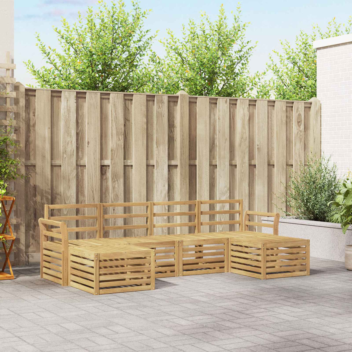 vidaXL Outdoor Sofa Set 6 pcs White Solid Acacia Wood 1