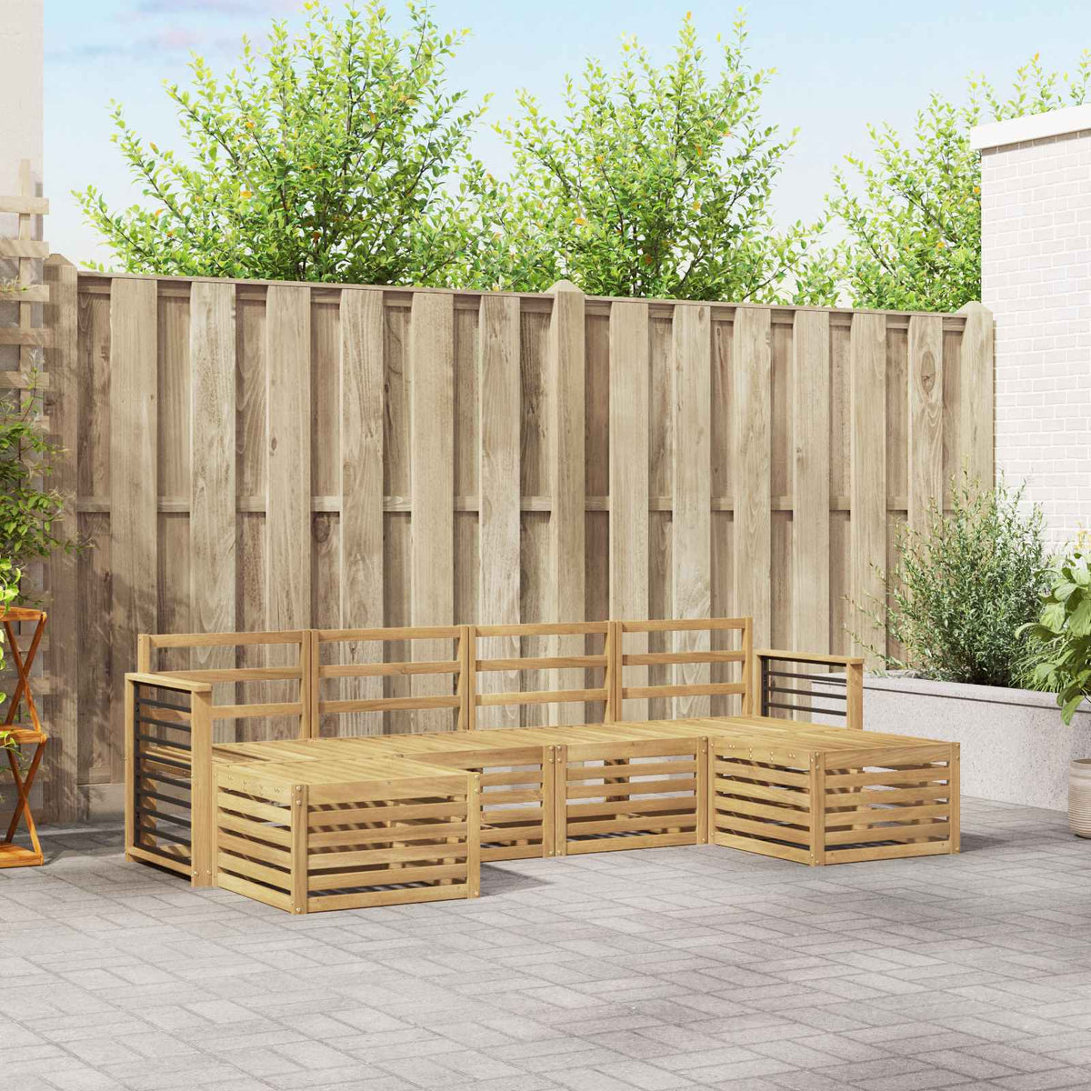 vidaXL Outdoor Sofa Set 6 pcs White Solid Acacia Wood 1