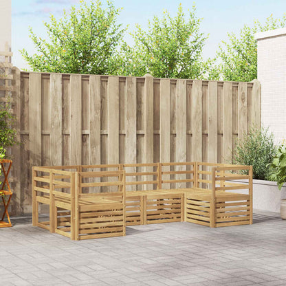 Outdoor Sofa Set 6 pcs 6-Seaters Solid Acacia Wood White Horizontal slats