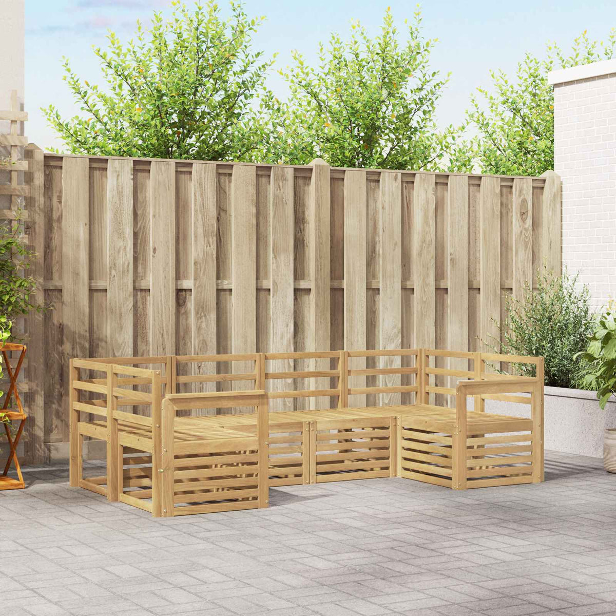 vidaXL Outdoor Sofa Set 6 pcs White Solid Acacia Wood 1
