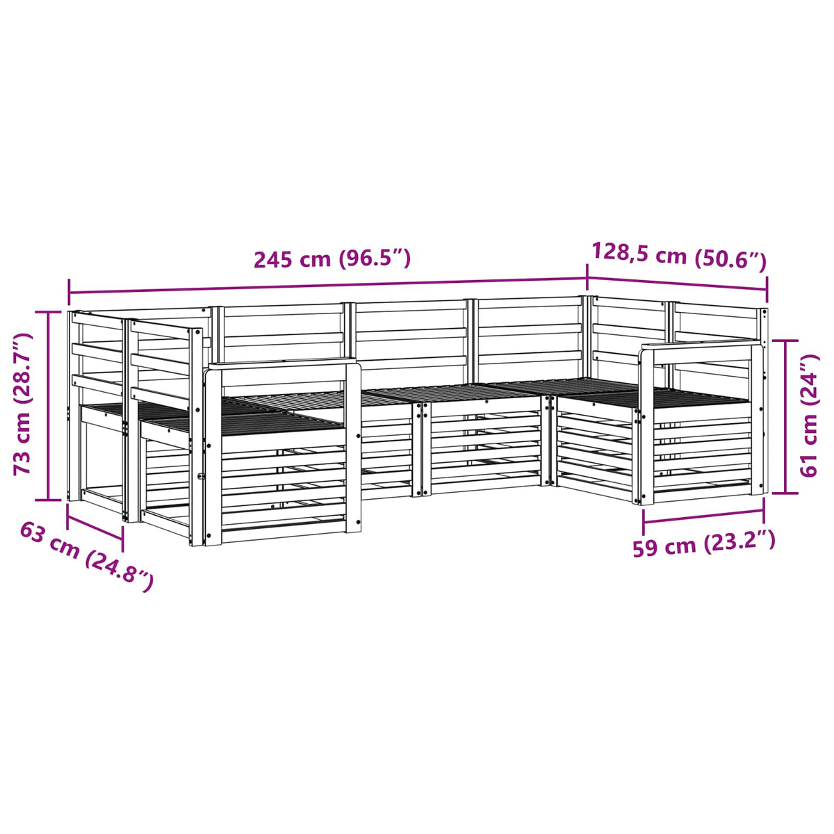 vidaXL Outdoor Sofa Set 6 pcs White Solid Acacia Wood 6
