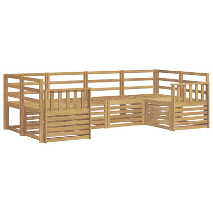 Outdoor Sofa Set 6 pcs 6-Seaters Solid Acacia Wood White Vertical slats
