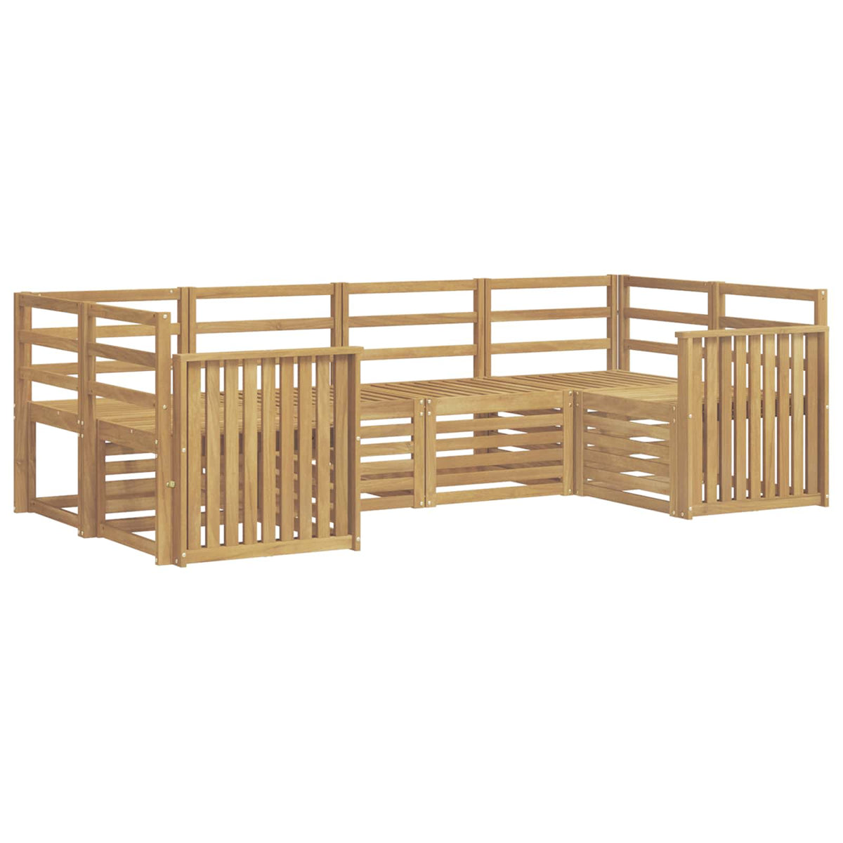 Outdoor Sofa Set 6 pcs 6-Seaters Solid Acacia Wood White Track