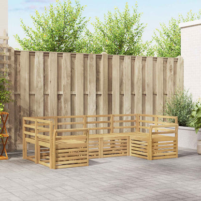 Outdoor Sofa Set 6 pcs 6-Seaters Solid Acacia Wood White Curved
