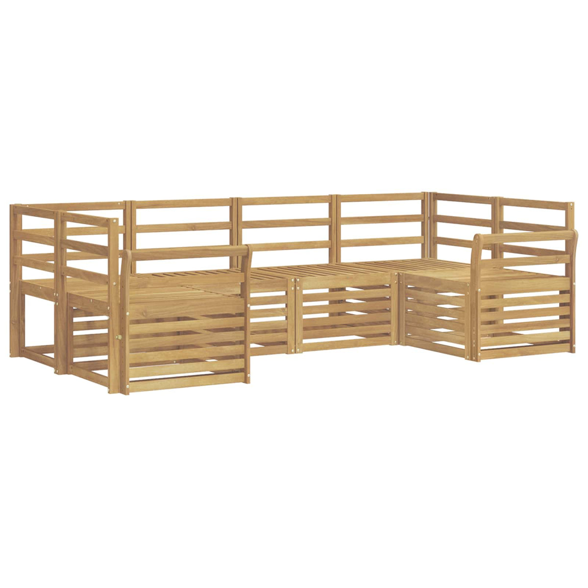 Outdoor Sofa Set 6 pcs 6-Seaters Solid Acacia Wood White Curved