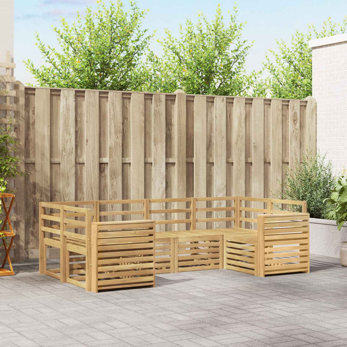 vidaXL Outdoor Sofa Set 6 pcs 6-Seaters Solid Acacia Wood White