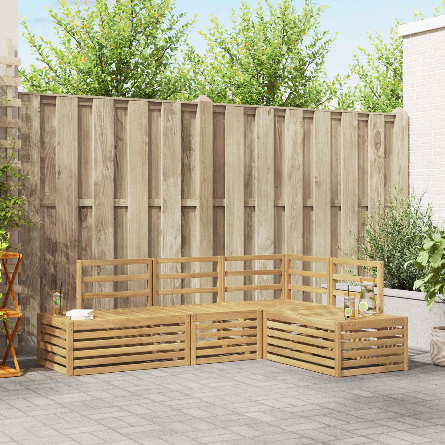 vidaXL Outdoor Sofa Set 4 Piece White Solid Acacia Wood 1
