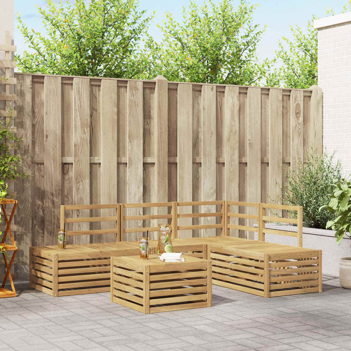 vidaXL Outdoor Sofa Set 5 Piece White 1