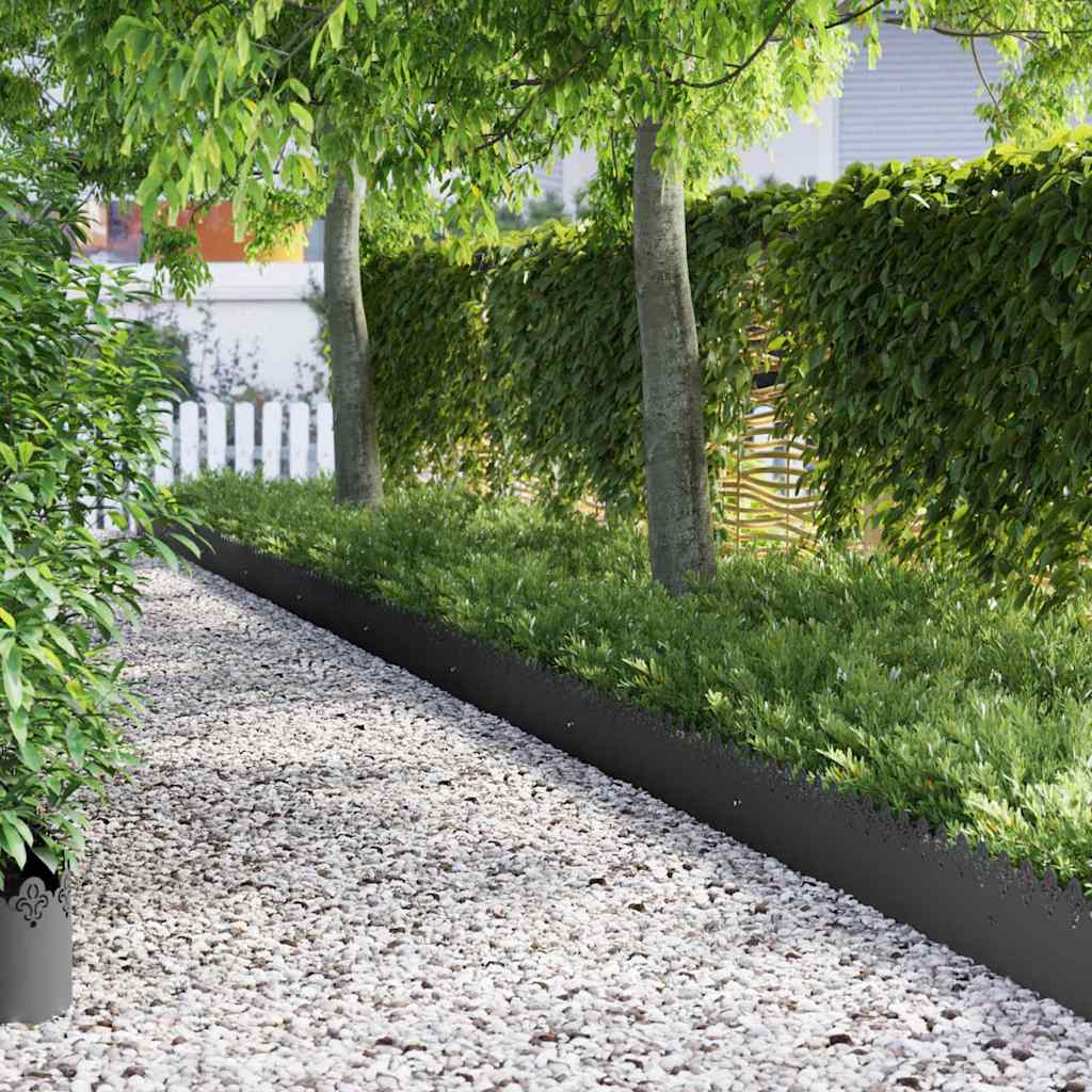 Lawn Edgings 103 x 0.05 x 22 cm Steel 30 pcs Scrollwork Black
