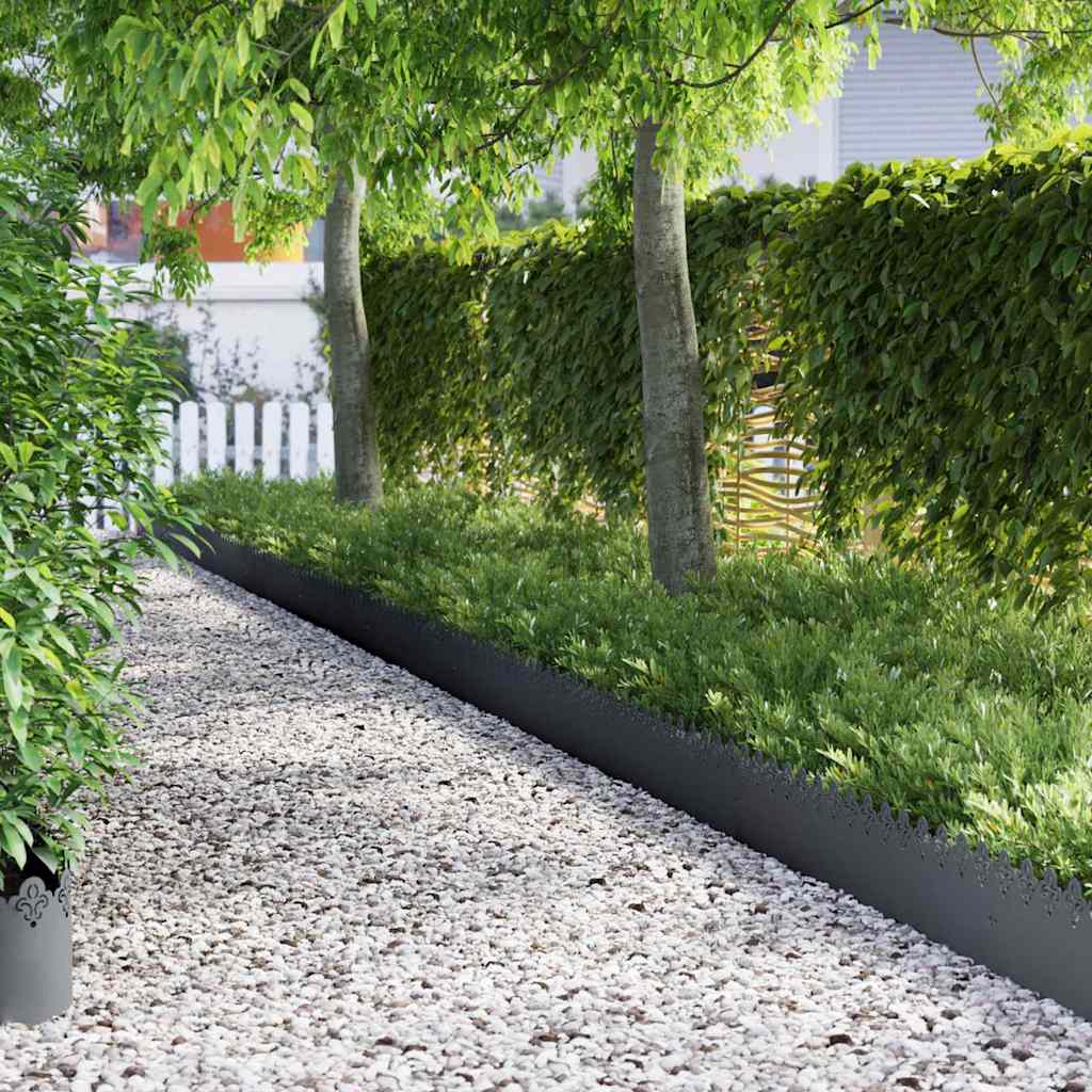 Lawn Edgings 103 x 0.05 x 22 cm Steel 30 pcs Scrollwork Anthracite
