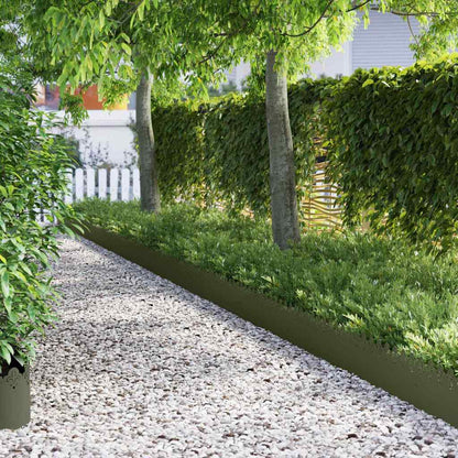 Lawn Edgings 103 x 0.05 x 22 cm Steel 30 pcs Scrollwork Olive green