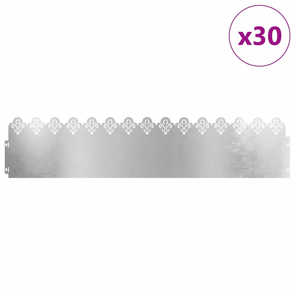 vidaXL Lawn Edgings 30 pcs 103 x 0.05 x 22 cm Stainless Steel Silver 3