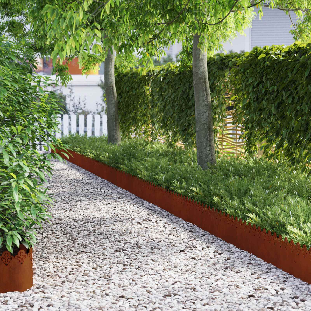 Lawn Edgings 103 x 0.05 x 22 cm Steel 30 pcs Scrollwork Weathering steel