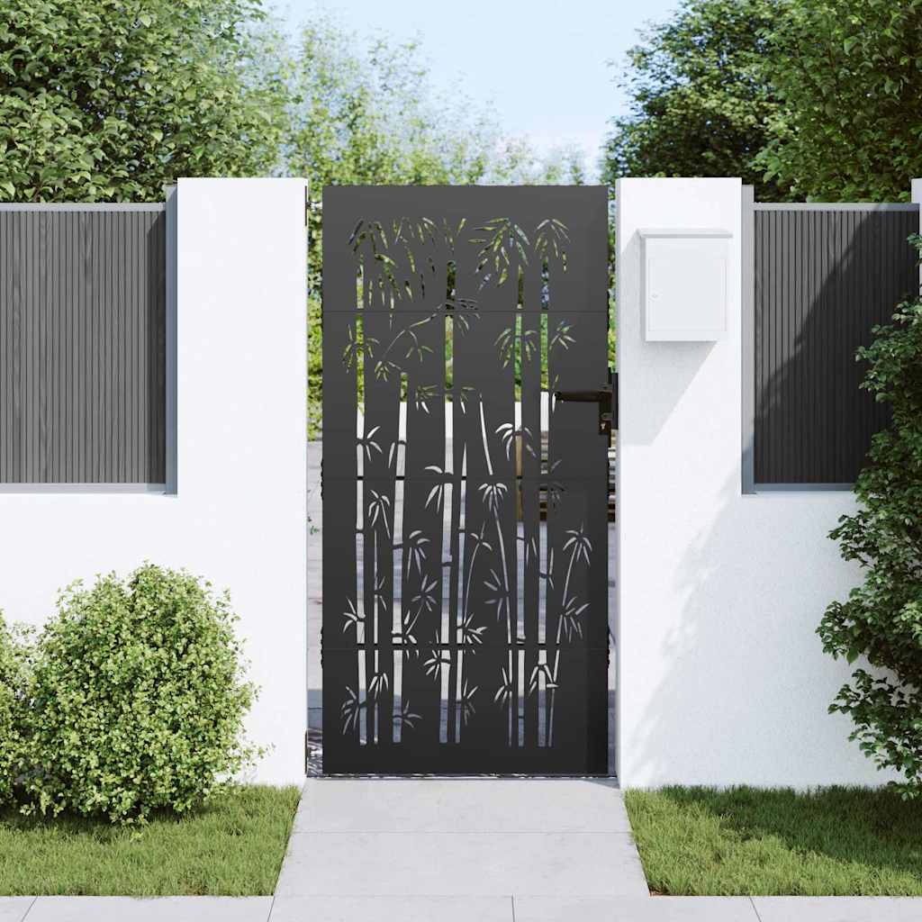 vidaXL Garden Gate 85 x 200 cm Powder-coated steel Black Lockable 3