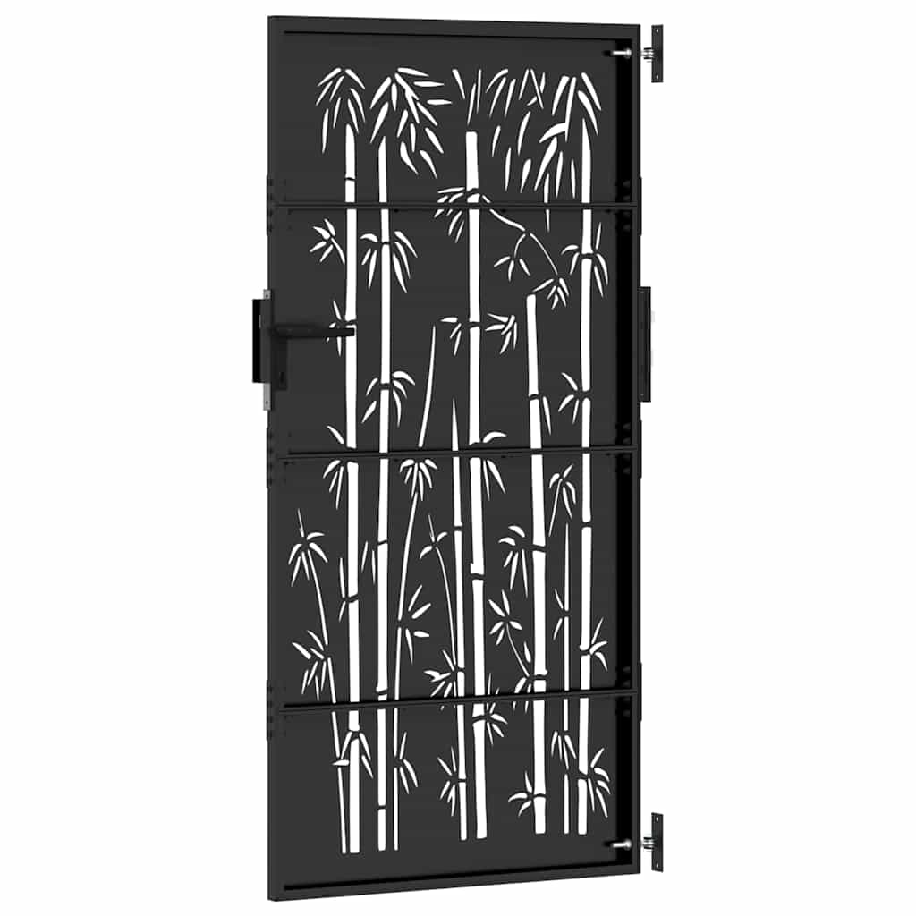 vidaXL Garden Gate 85 x 200 cm Powder-coated steel Black Lockable 6