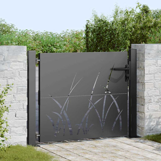 Garden Gate Corten Steel Grass Design Black 100 x 100 cm
