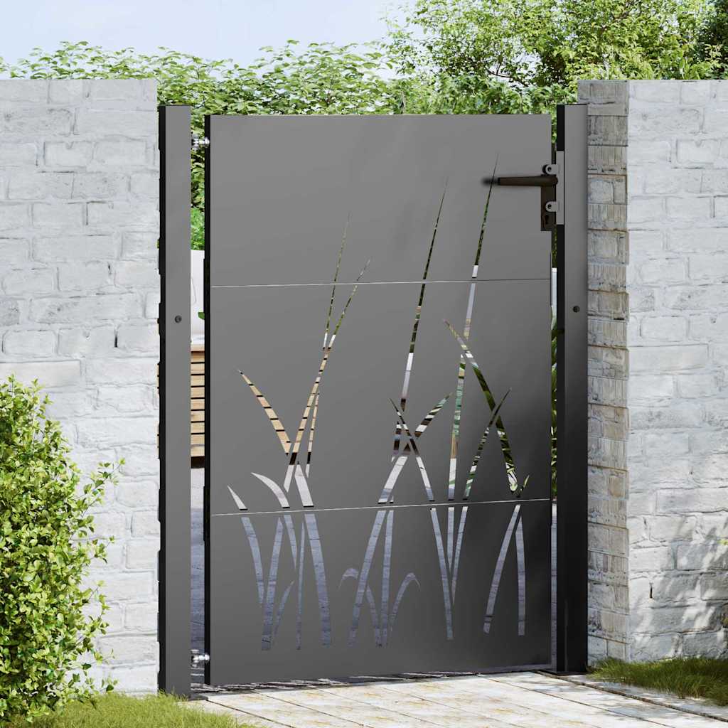 vidaXL Garden Gate 110 x 155 cm Powder-coated steel Black Lockable 1