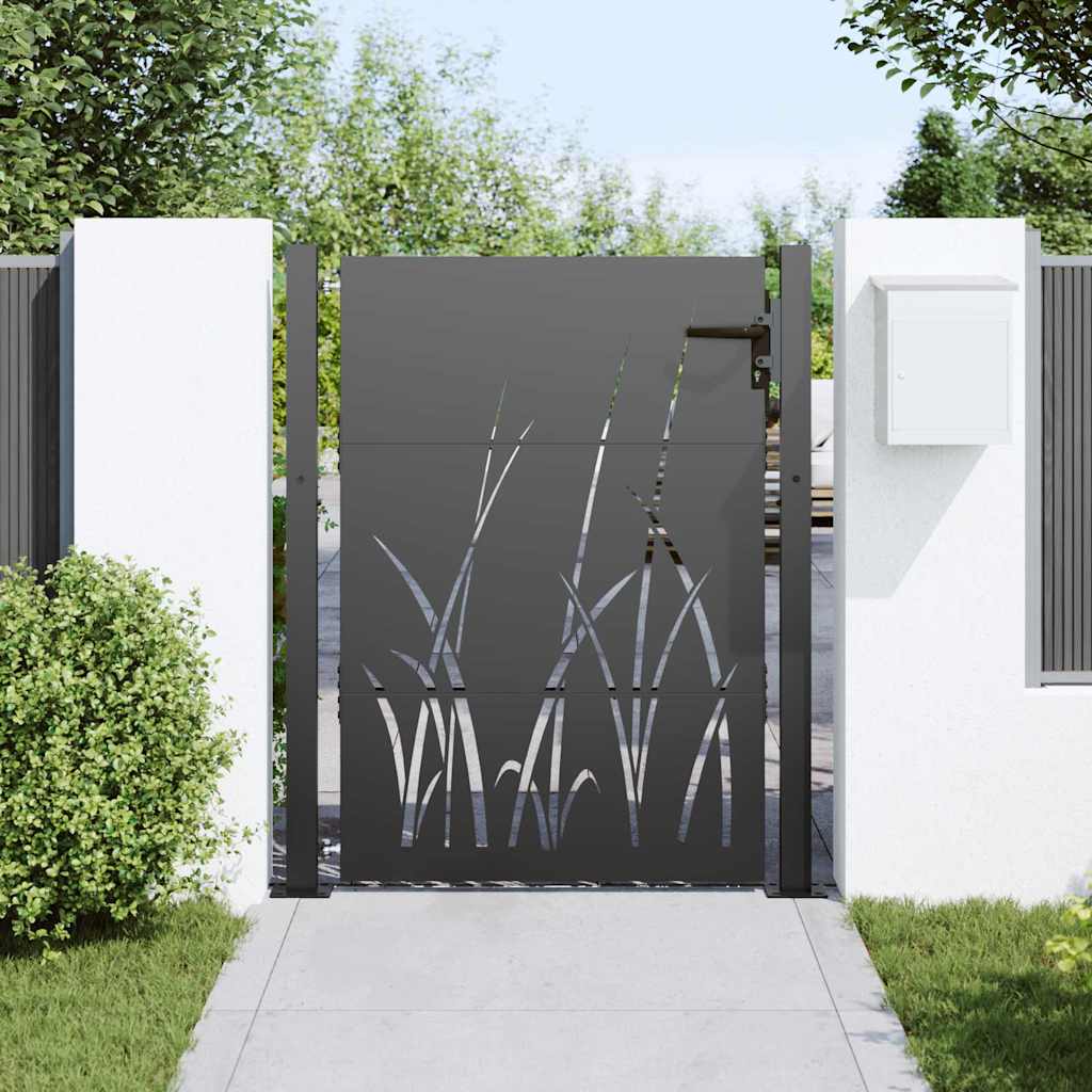 vidaXL Garden Gate 110 x 155 cm Powder-coated steel Black Lockable 3