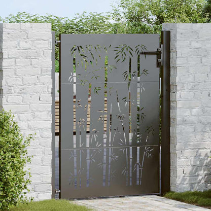 vidaXL Garden Gate Corten Steel Bamboo Design
