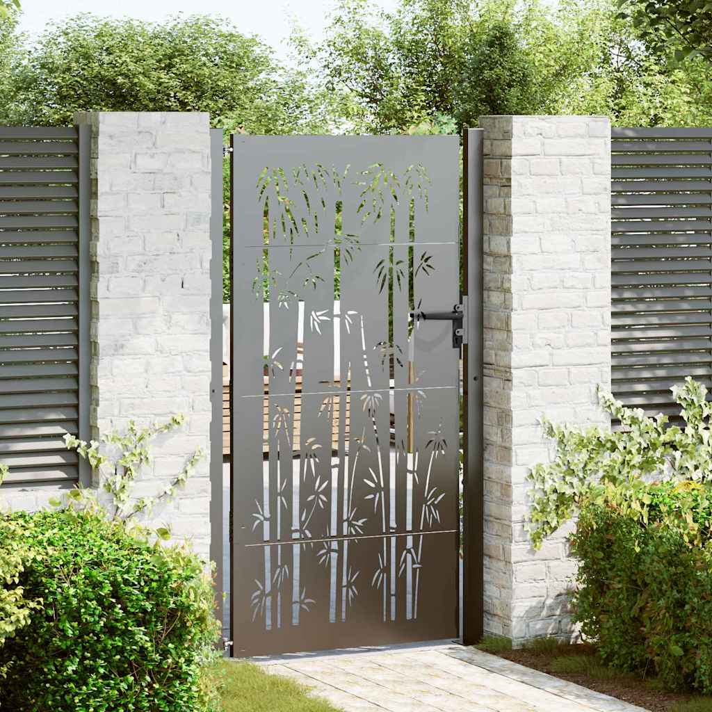 vidaXL Garden Gate 110 x 205 cm Powder-Coated Steel Black Lockable 1