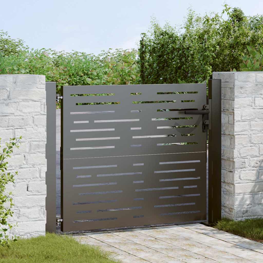 vidaXL Garden Gate with Lock Black 110 x 105 cm Powder-Coated Steel 1
