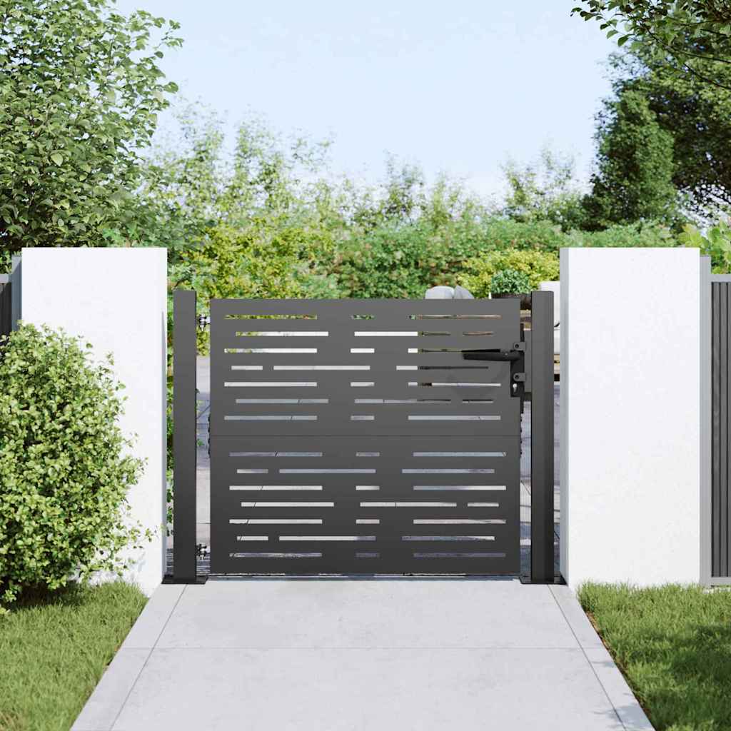 vidaXL Garden Gate with Lock Black 110 x 105 cm Powder-Coated Steel 3