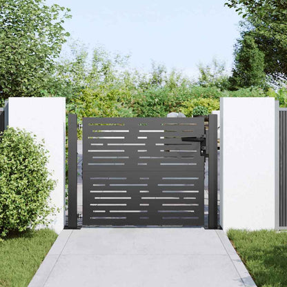 vidaXL Garden Gate with Lock Black 110 x 105 cm Powder-Coated Steel 3