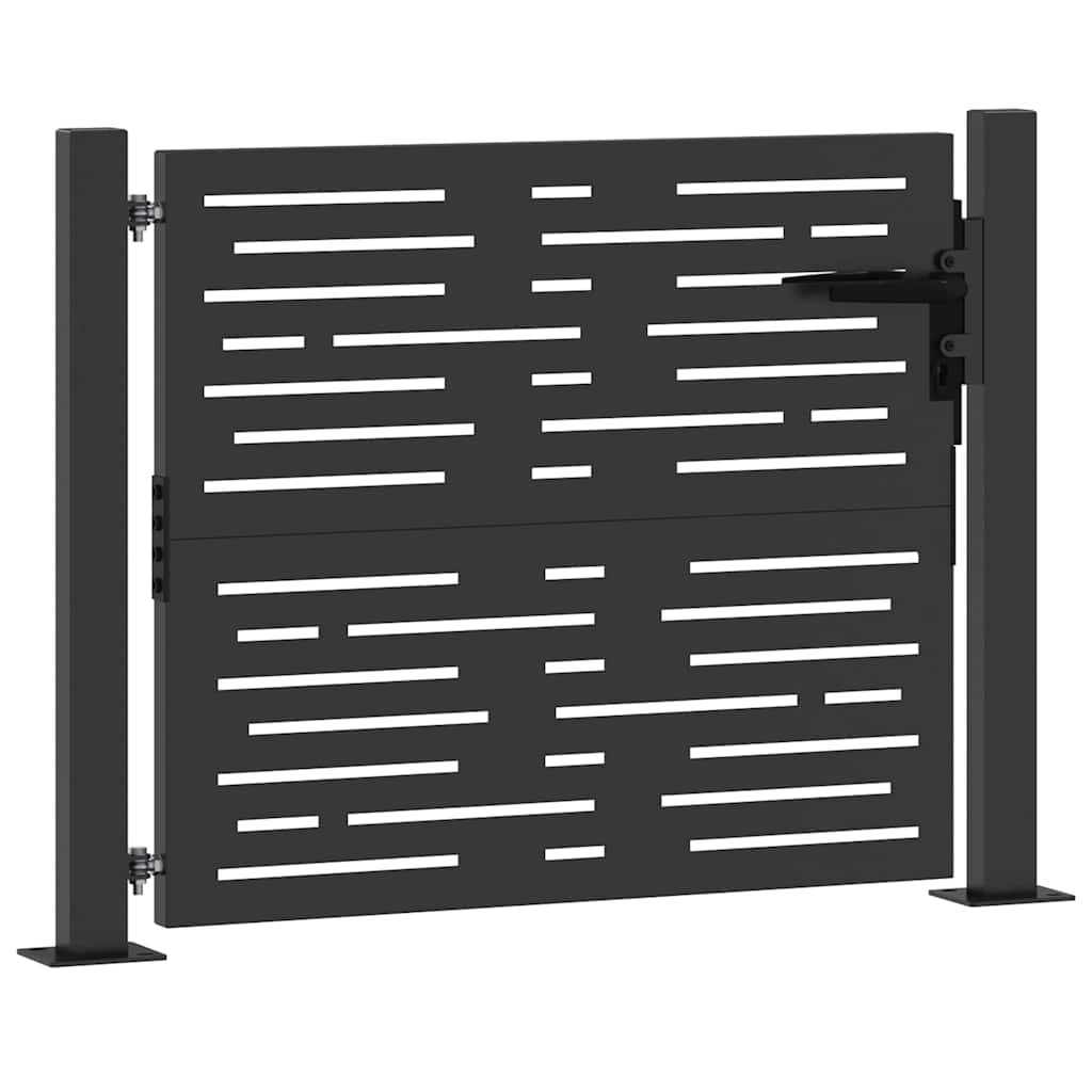 vidaXL Garden Gate with Lock Black 110 x 105 cm Powder-Coated Steel 4