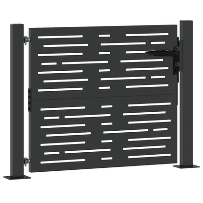vidaXL Garden Gate with Lock Black 110 x 105 cm Powder-Coated Steel 4