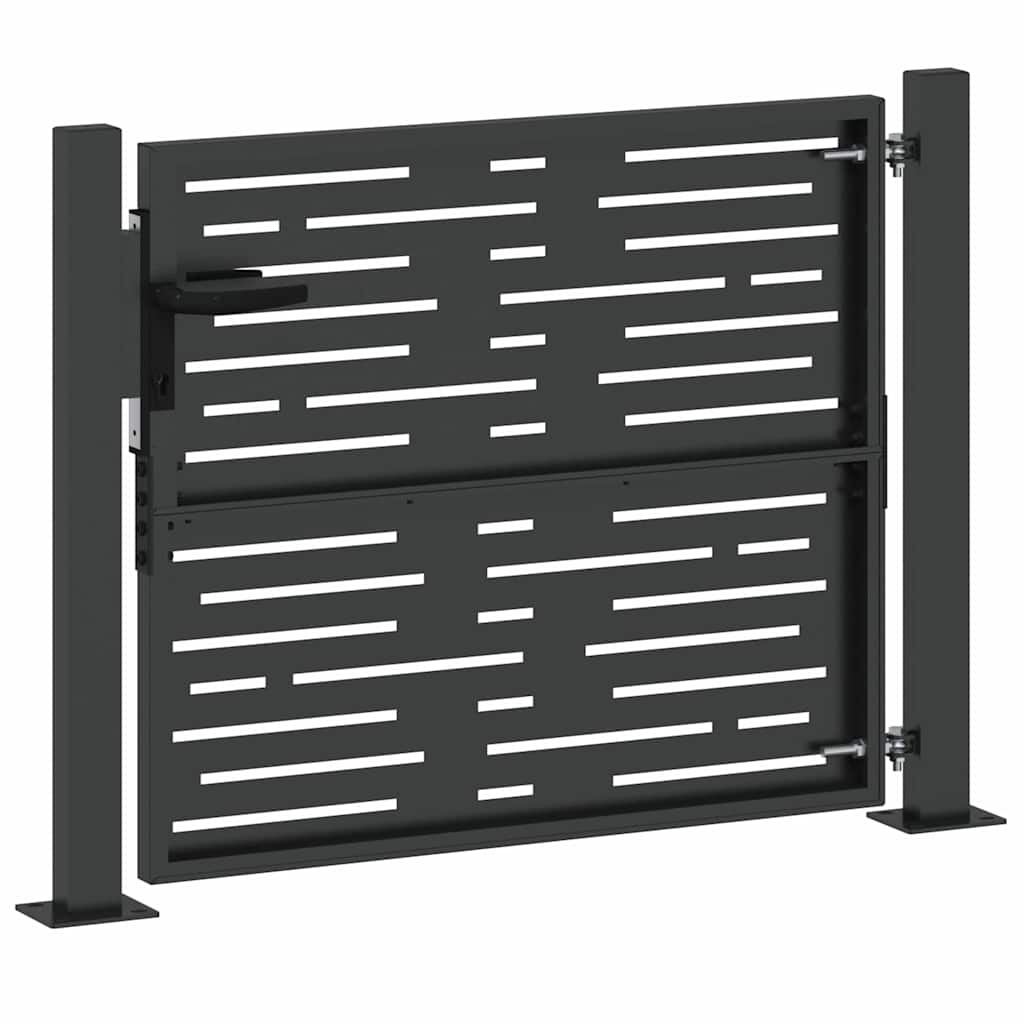 vidaXL Garden Gate with Lock Black 110 x 105 cm Powder-Coated Steel 6