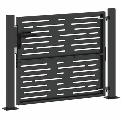 vidaXL Garden Gate with Lock Black 110 x 105 cm Powder-Coated Steel 6