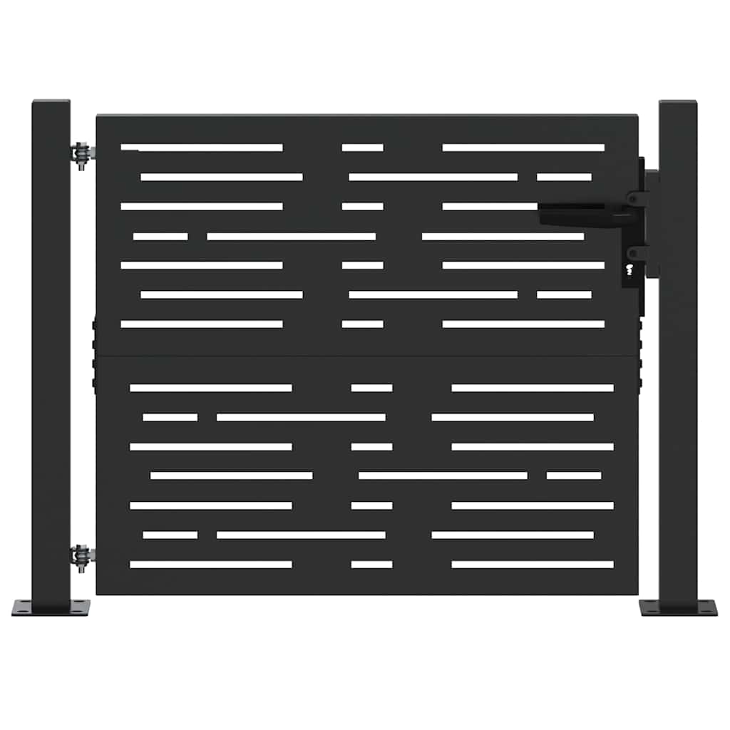 vidaXL Garden Gate with Lock Black 110 x 105 cm Powder-Coated Steel 2