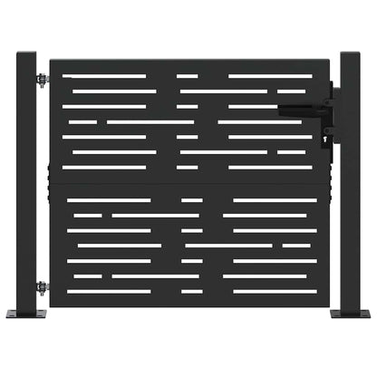 vidaXL Garden Gate with Lock Black 110 x 105 cm Powder-Coated Steel 2