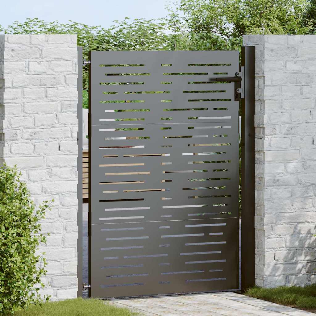 vidaXL Garden Gate with Lock Black 110 x 130 cm Powder-Coated Steel 1