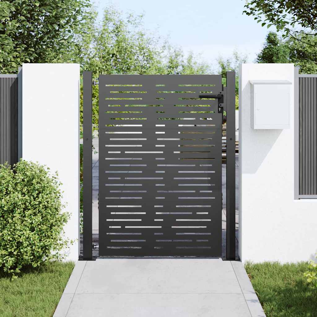 vidaXL Garden Gate with Lock Black 110 x 130 cm Powder-Coated Steel 3