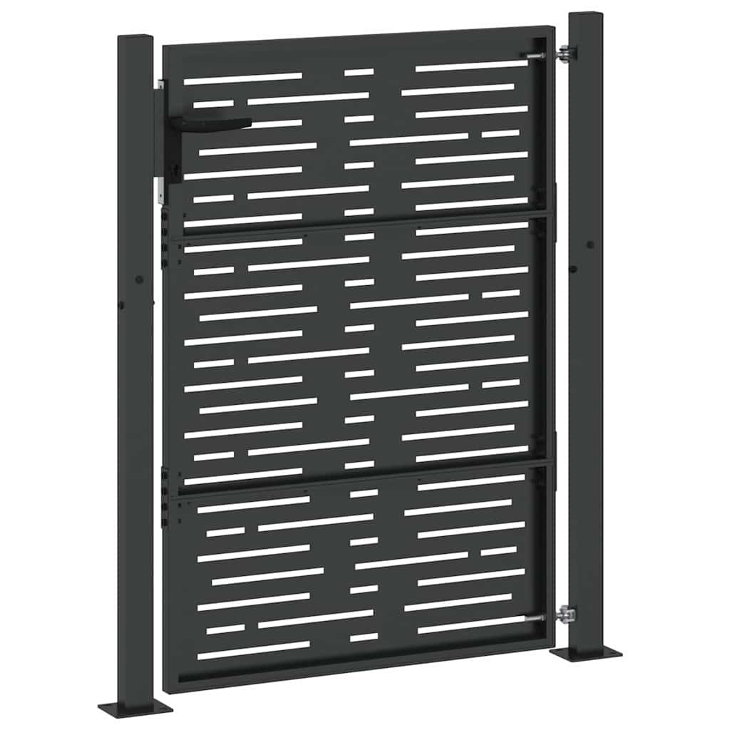 vidaXL Garden Gate with Lock Black 110 x 130 cm Powder-Coated Steel 6