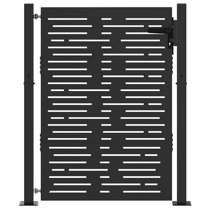 vidaXL Garden Gate with Lock Black 110 x 130 cm Powder-Coated Steel 2