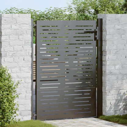 vidaXL Garden Gate with Lock Black 110 x 155 cm Powder-Coated Steel 1