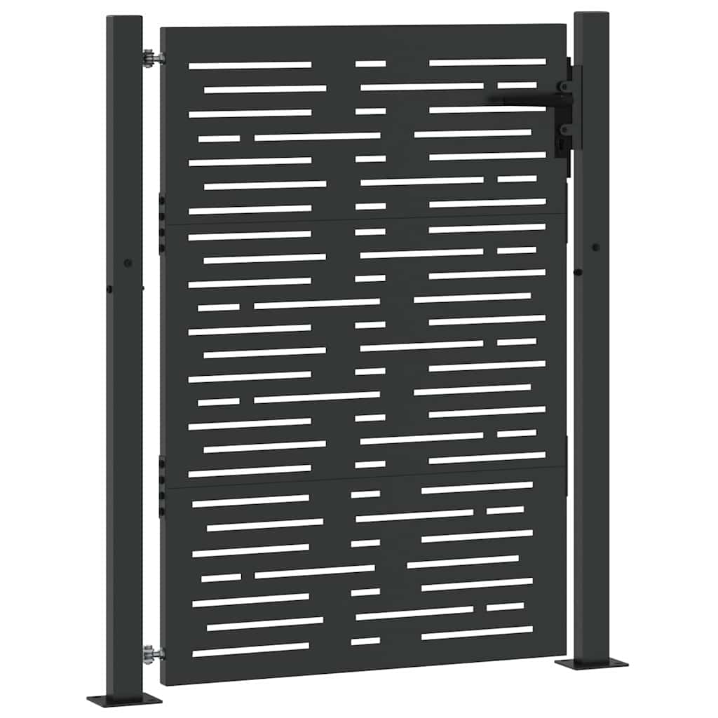 vidaXL Garden Gate with Lock Black 110 x 155 cm Powder-Coated Steel 4