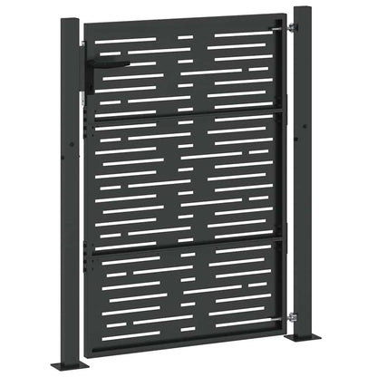 vidaXL Garden Gate with Lock Black 110 x 155 cm Powder-Coated Steel 6