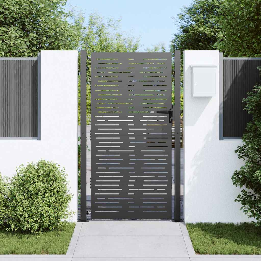vidaXL Garden Gate with Lock Black 110 x 205 cm Powder-Coated Steel 3