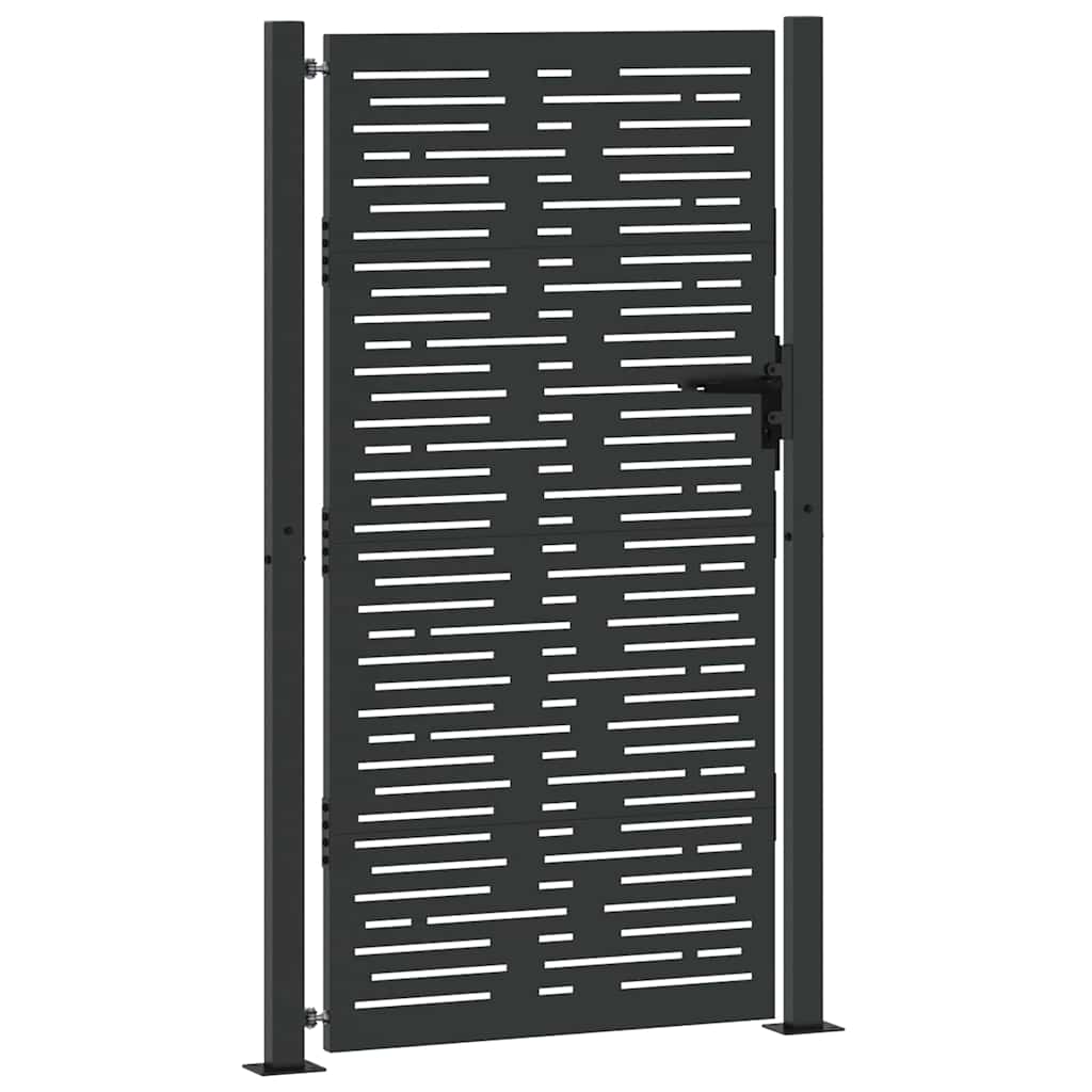 vidaXL Garden Gate with Lock Black 110 x 205 cm Powder-Coated Steel 4
